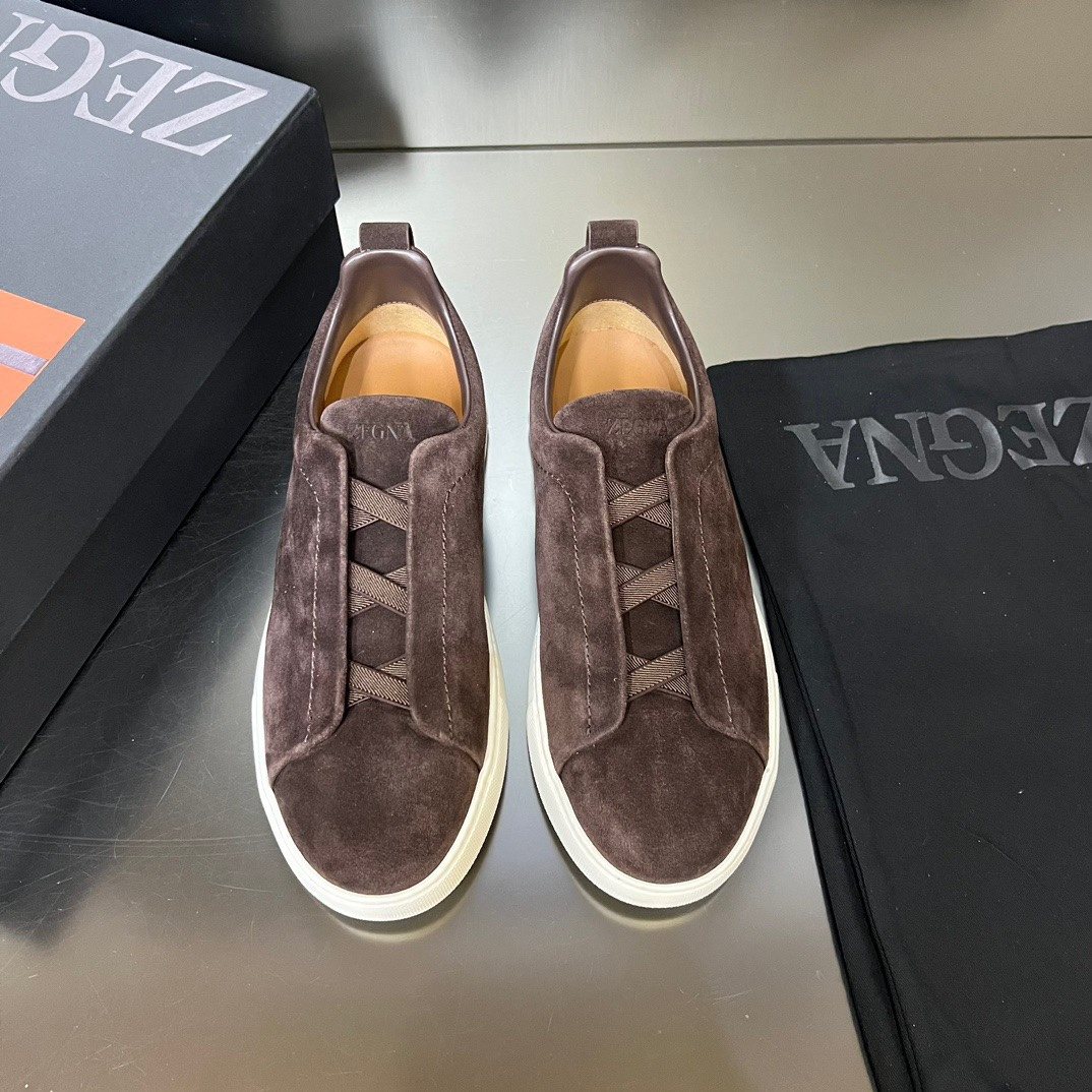 Zegna White Slip-On Sneakers — front