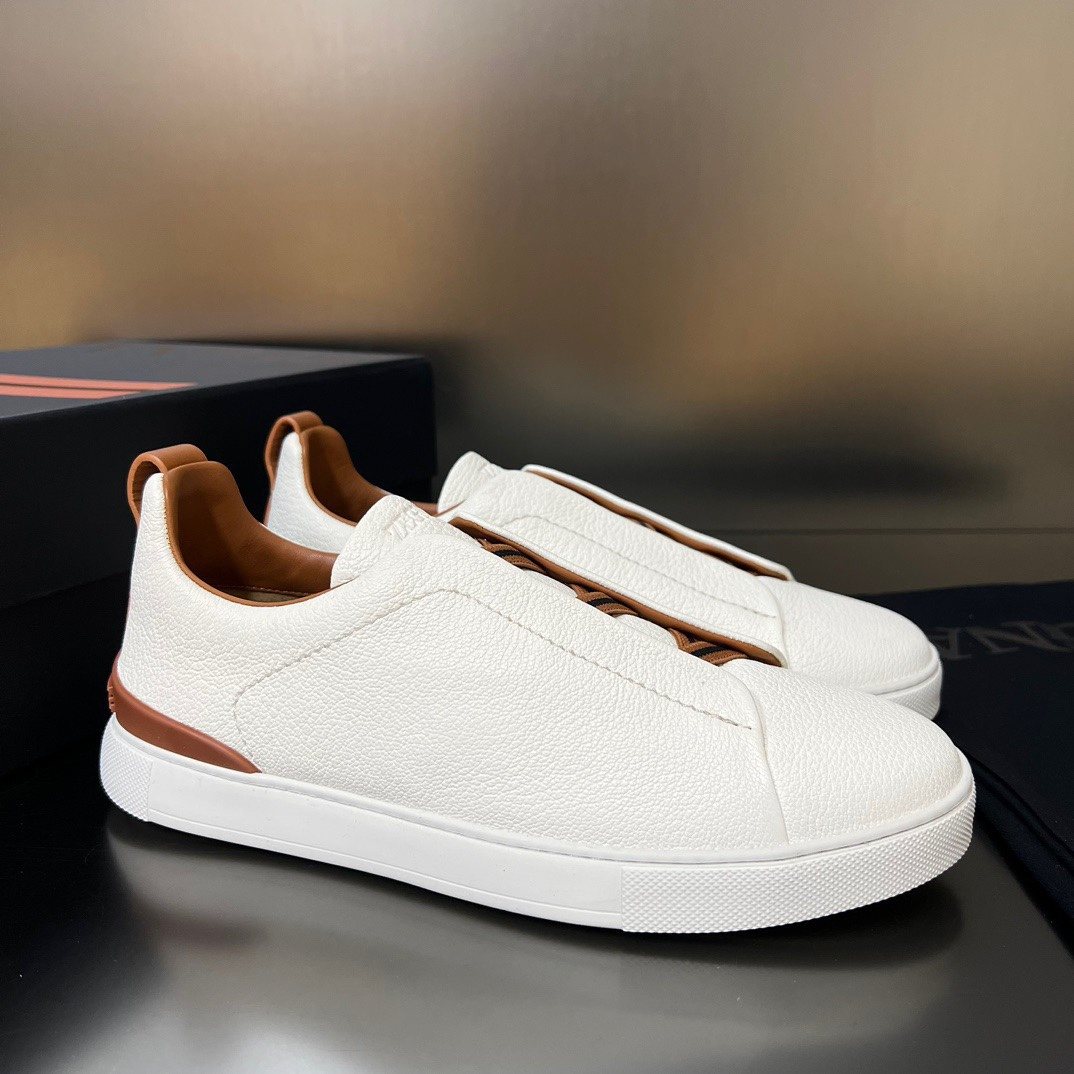 Zegna White Slip-On Sneakers — hero