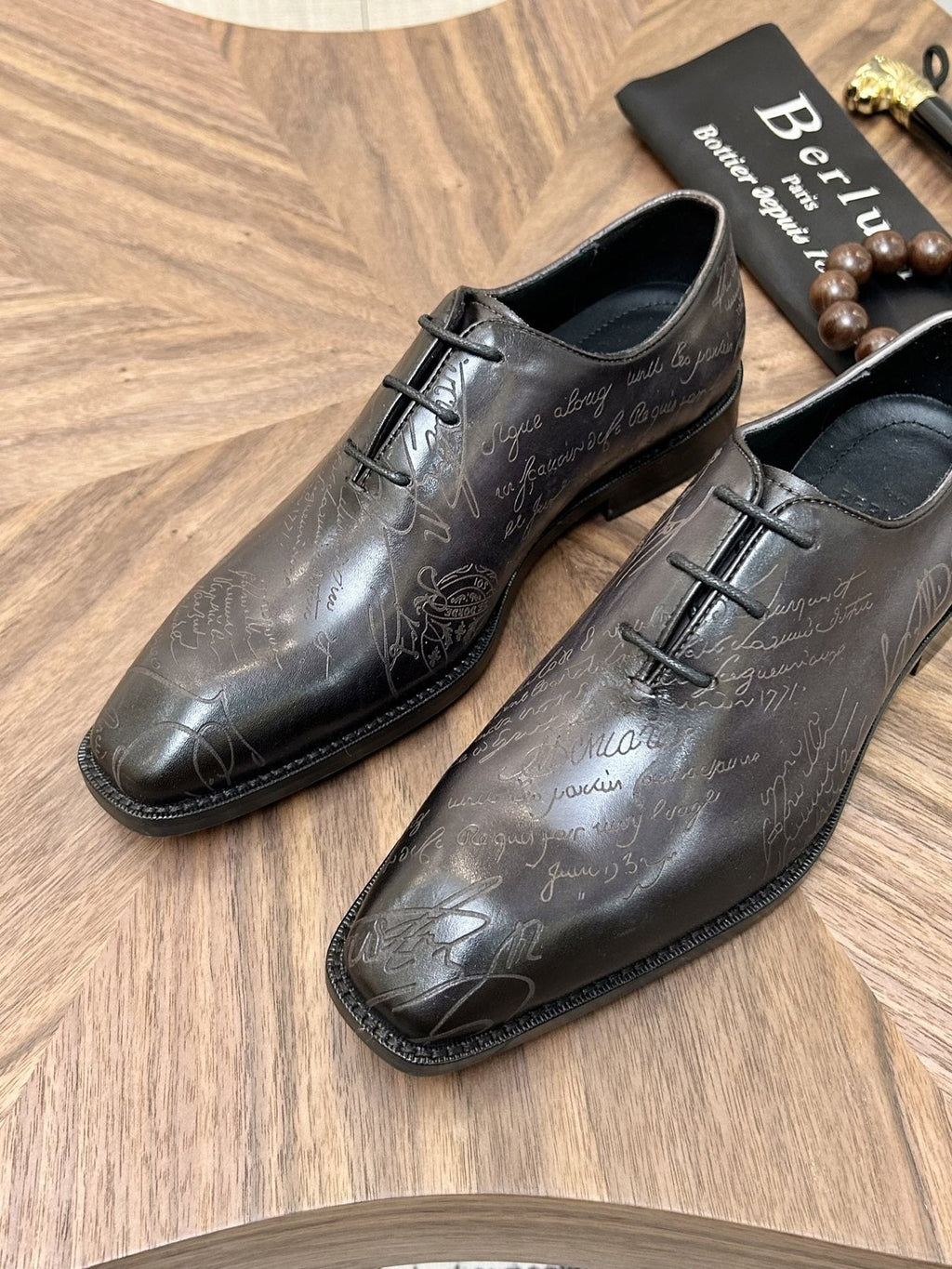 Berluti Burnished Lace-Up Dress Shoes — model