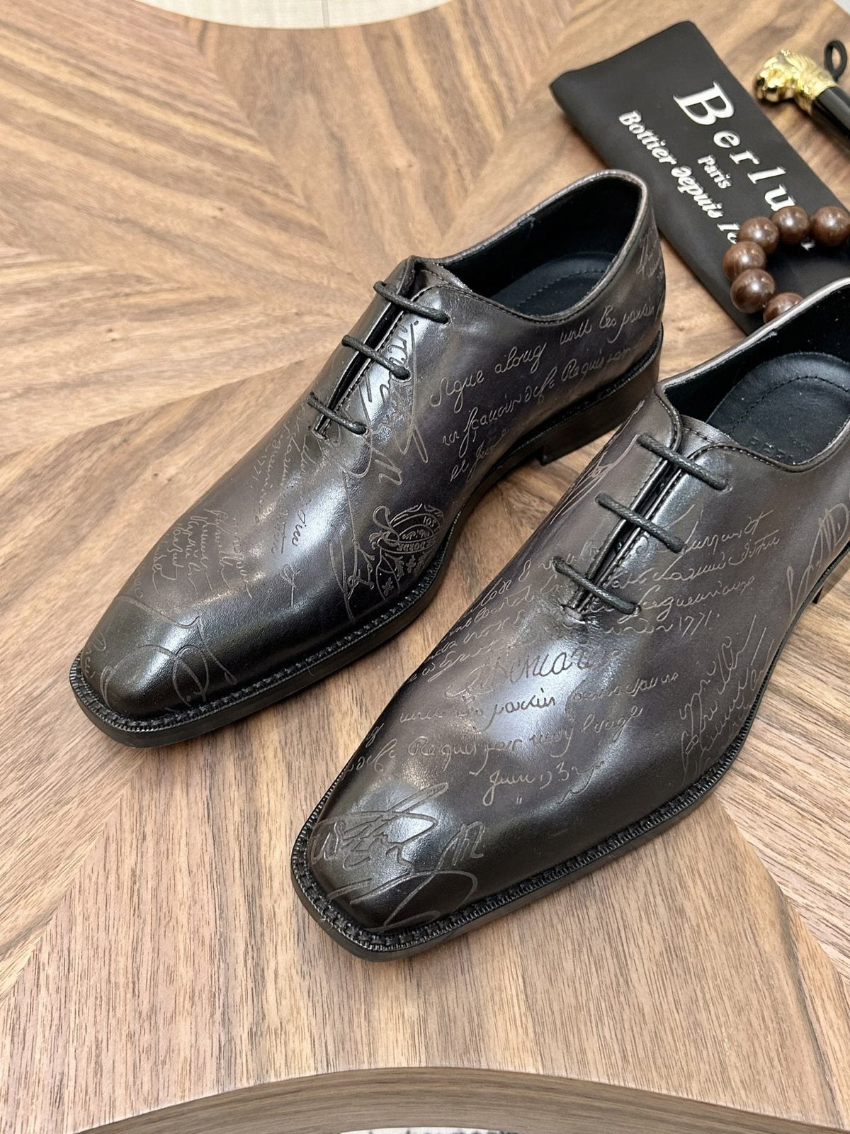 Berluti Burnished Lace-Up Dress Shoes — model