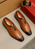Ferragamo Embossed Lace-Up Dress Shoes — hero