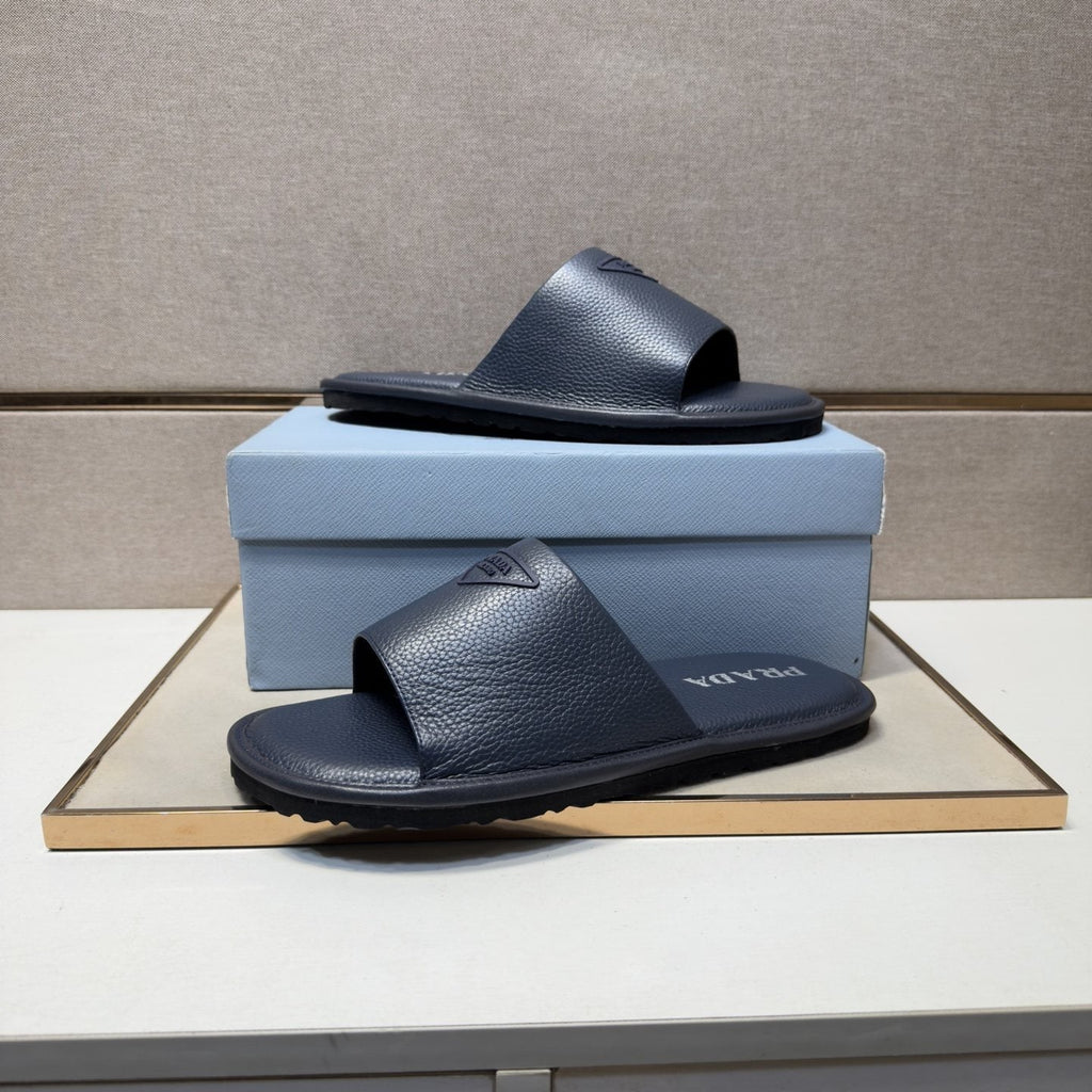 Prada Triangle Detail Slide Sandals — side