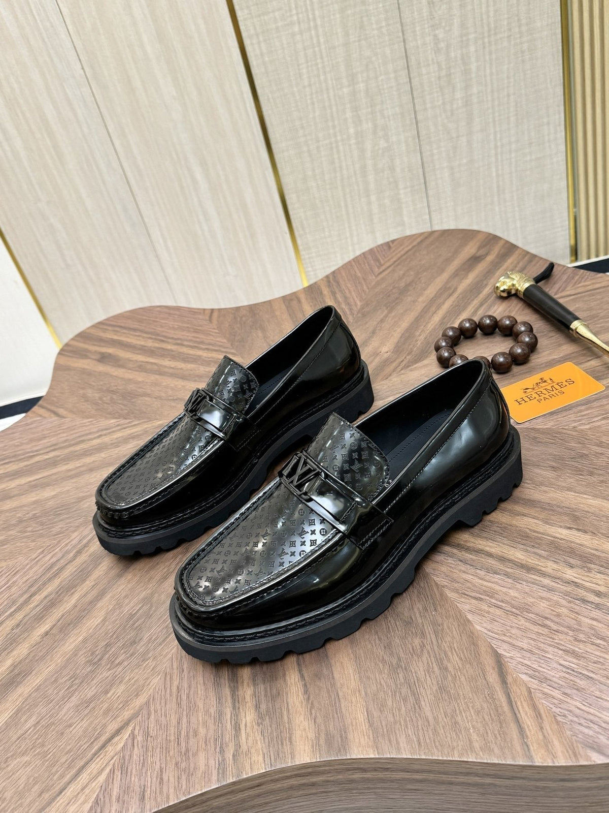 Louis Vuitton Patterned Hardware Loafers — front